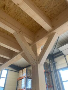 vue sur poteau bois - projet e2 - Plateforme de stockage